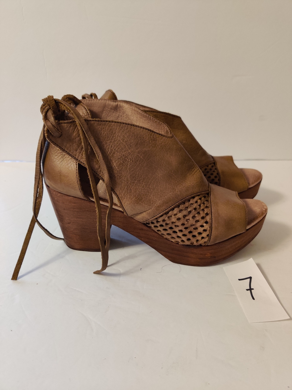 Free People Revolver Clog Brown Peep-Toe Wedges 6.5